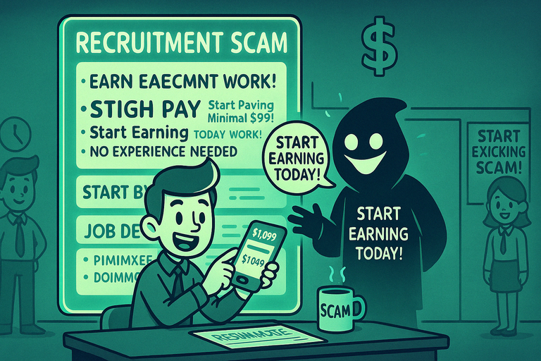 Recruitment Scam Illustration